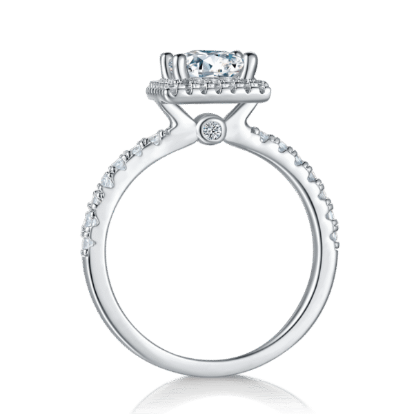 Light luxury square S925 silver plated white gold moissanite female ring 1.0 carat D grade - Image 5