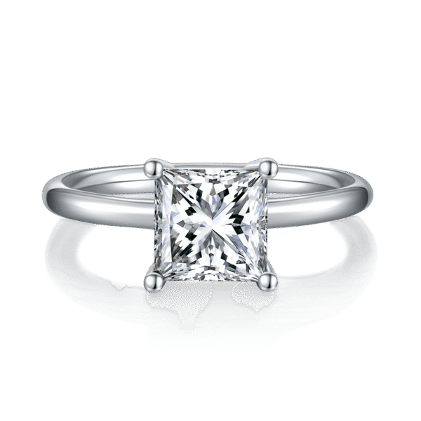 Classic Square S925 Silver Plated White Gold Moissanite Women's Ring 2.0 Carat D Grade - Image 3