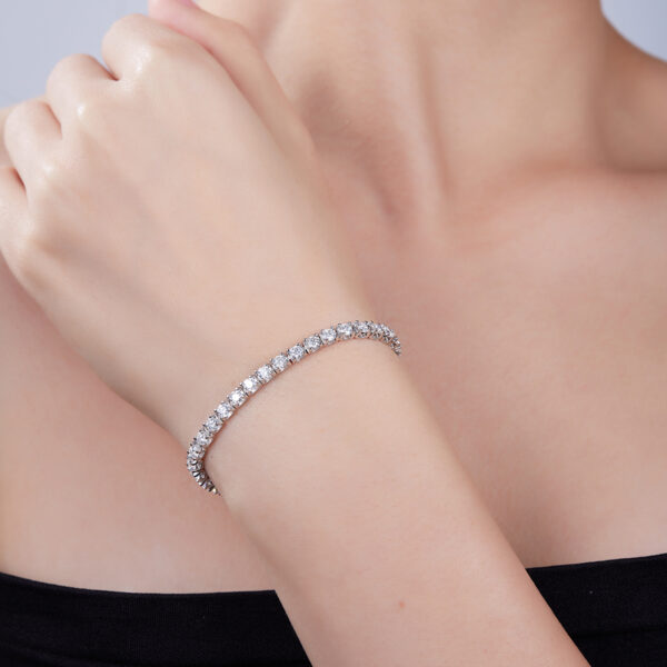 Classic Bull Head Tennis Bracelet S925 Silver Plated 18K White Gold Moissanite D Grade - Image 2