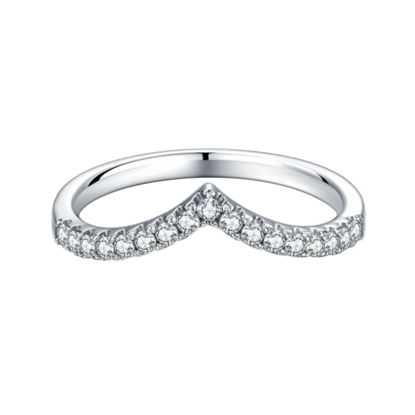 V-shaped ring S925 silver plated with white gold moissanite 33 points D grade - Image 4