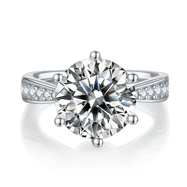 Micro-inlaid S925 silver plated with white gold moissanite female ring 5.0 carats D grade - Image 4