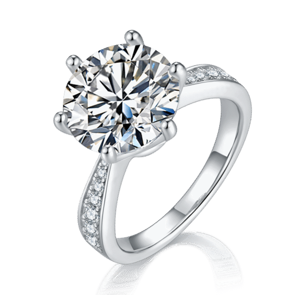 Micro-inlaid S925 silver plated with white gold moissanite female ring 5.0 carats D grade