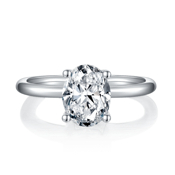 Classic egg-shaped S925 silver plated white gold moissanite female ring 2.0 carats D grade - Image 3
