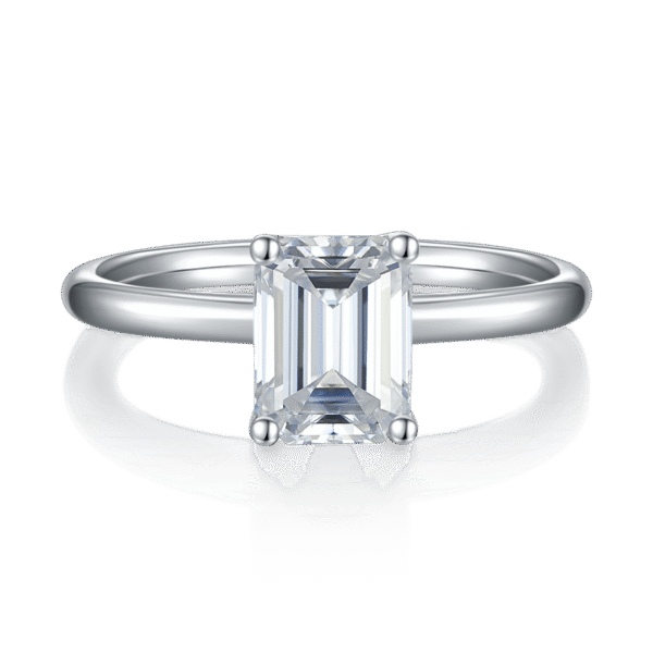 Classic rectangular S925 silver plated white gold moissanite female ring 2.0 carat D grade - Image 3