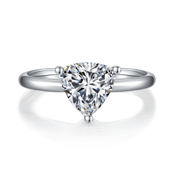 Classic triangle S925 silver plated white gold moissanite female ring 2.0 carat D grade - Image 4