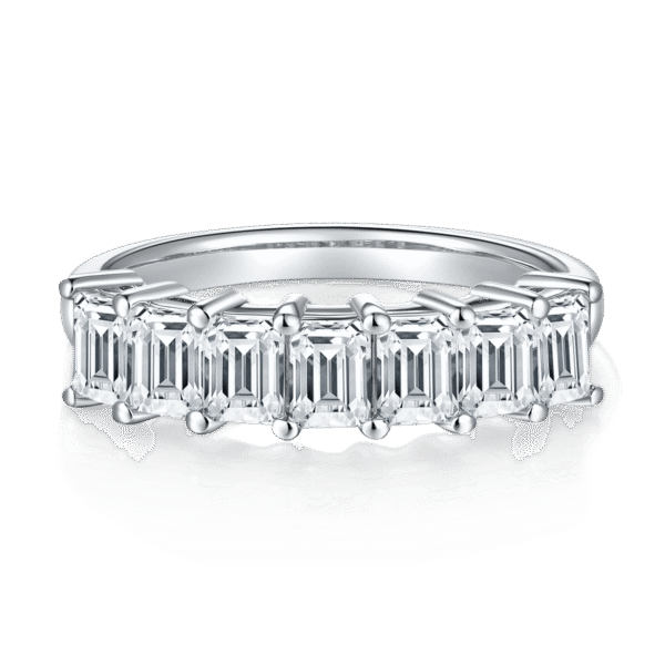 Rectangular ring S925 silver plated with white gold moissanite female ring 2.1 carats D grade - Image 4