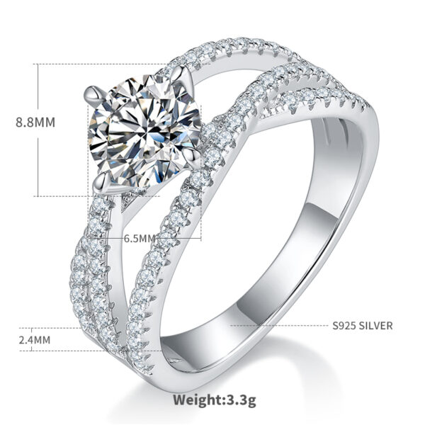 Three Lives Three Worlds S925 Silver Platinum-plated Moissanite Diamond Female Ring 1 Carat D Grade - Image 3