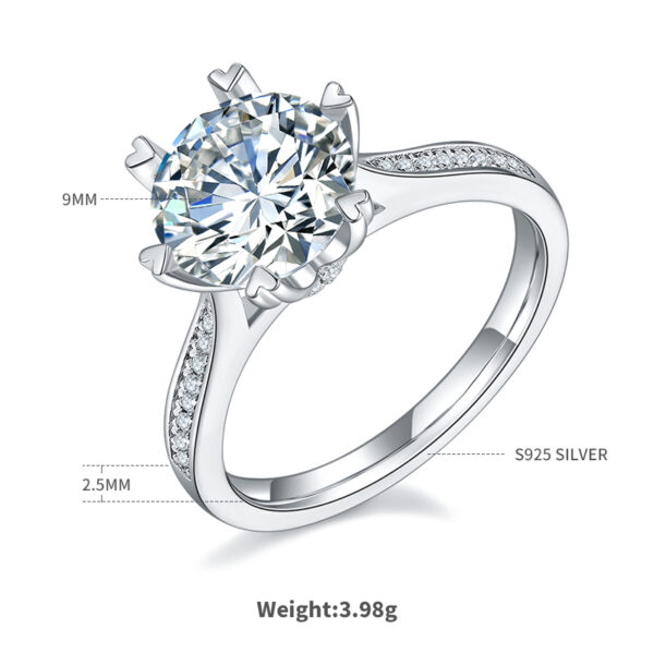 Lucky Turn S925 Silver Plated White Gold Moissanite Women's Ring 3.0 Carat D Grade - Image 3