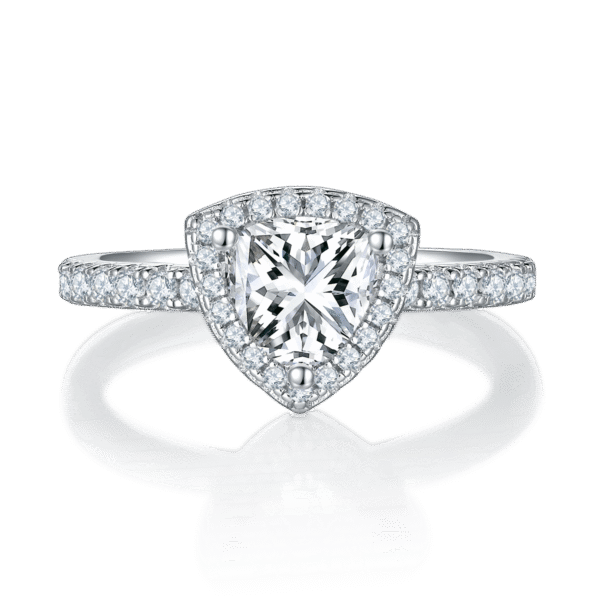 Light luxury triangle S925 silver plated white gold moissanite female ring 1.0 carat D grade - Image 5