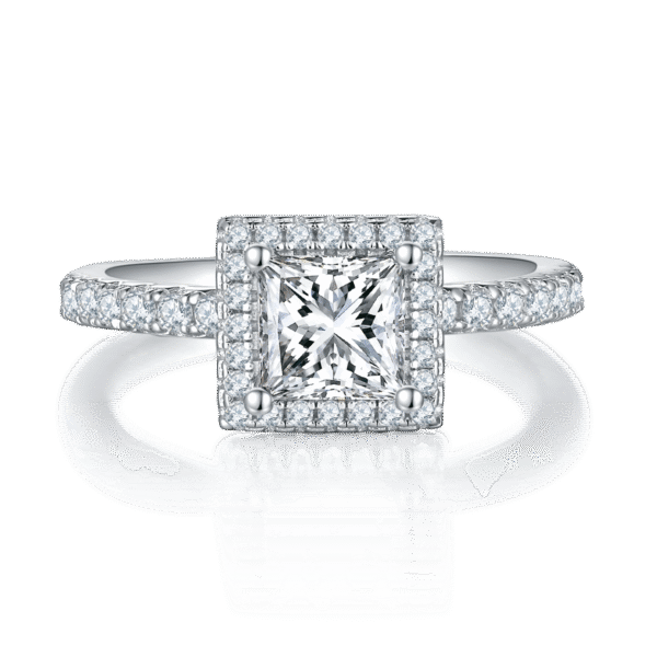 Light luxury square S925 silver plated white gold moissanite female ring 1.0 carat D grade - Image 4
