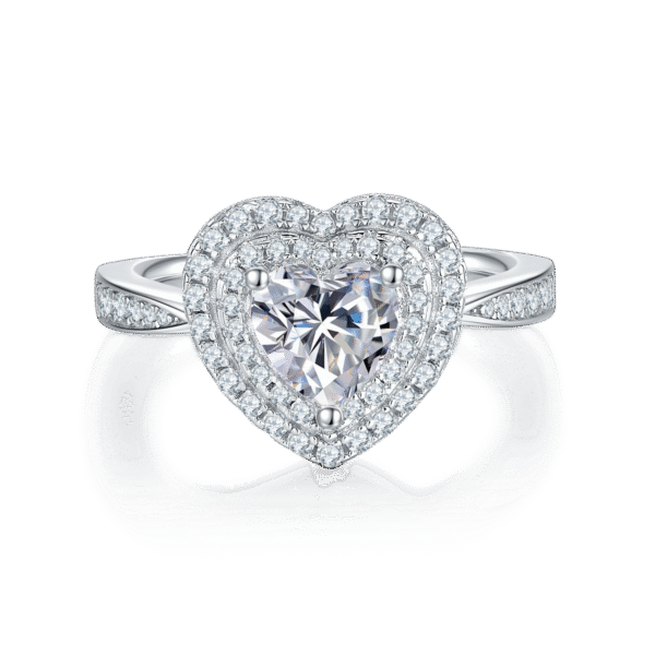 Luxury Heart Shape S925 Silver Plated White Gold Moissanite Women's Ring 1.0 Carat D Grade - Image 5