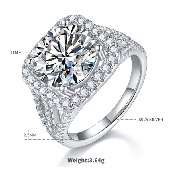 Classic Square Bag S925 Silver Plated Platinum Moissanite Women's Ring 5.0 Carat D Grade - Image 2