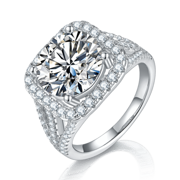 Classic Square Bag S925 Silver Plated Platinum Moissanite Women's Ring 5.0 Carat D Grade