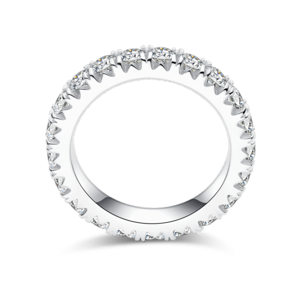 Full hoop micro nail ring S925 silver plated with white gold moissanite 3.0mm - Image 4