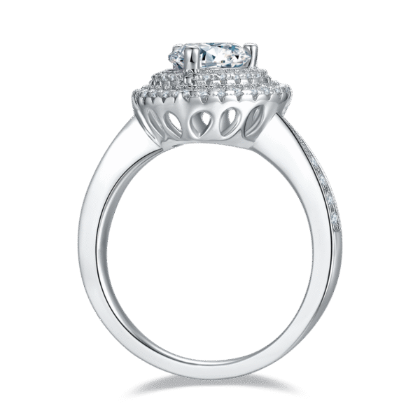 Luxury Heart Shape S925 Silver Plated White Gold Moissanite Women's Ring 1.0 Carat D Grade - Image 4