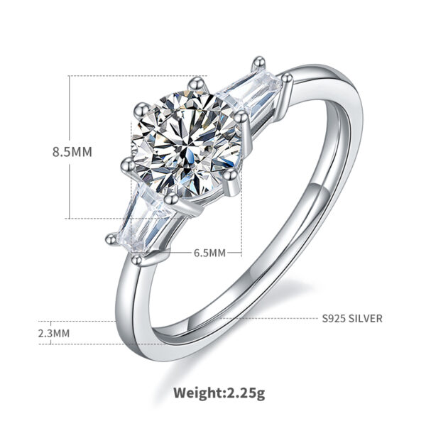 Classic Bulgari S925 silver plated white gold moissanite female ring 1 carat D grade - Image 3