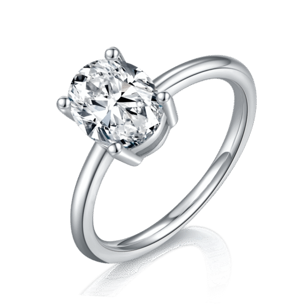 Classic egg-shaped S925 silver plated white gold moissanite female ring 2.0 carats D grade