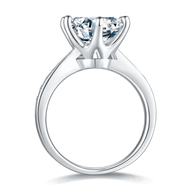 Micro-inlaid S925 silver plated with white gold moissanite female ring 5.0 carats D grade - Image 5