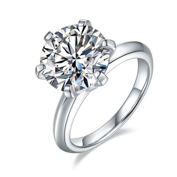 Bare Arm T House Six-claw S925 Silver Plated Platinum Moissanite Women's Ring 5.0 Carat D Grade