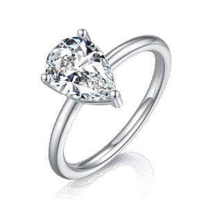 Classic Pear Shape S925 Silver Plated White Gold Moissanite Women's Ring 2.0 Carat D Grade