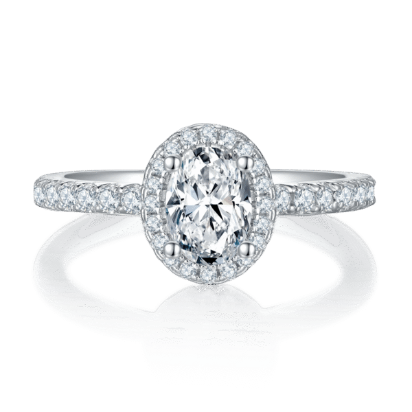 Light luxury egg-shaped S925 silver plated white gold moissanite female ring 1.0 carat D grade - Image 4