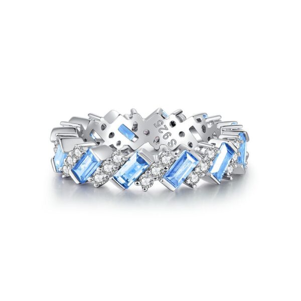 S925 silver emerald cut full diamond ring fashion internet celebrity dazzling sparkling ring - Image 9