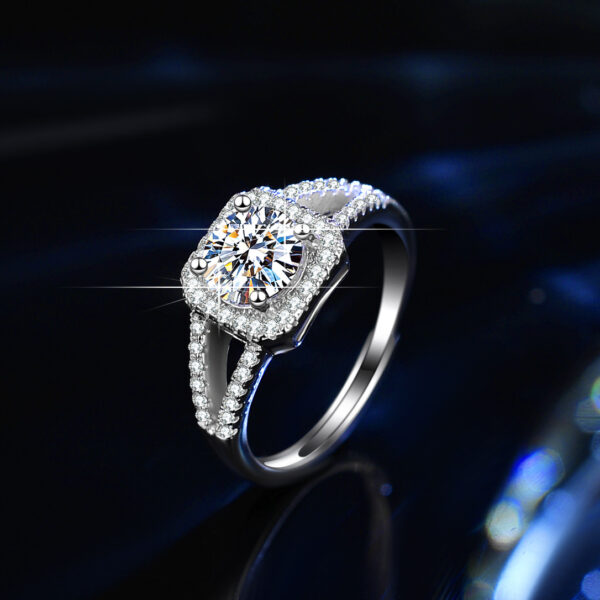 s925 sterling silver ring moissanite square bag shape - Image 2