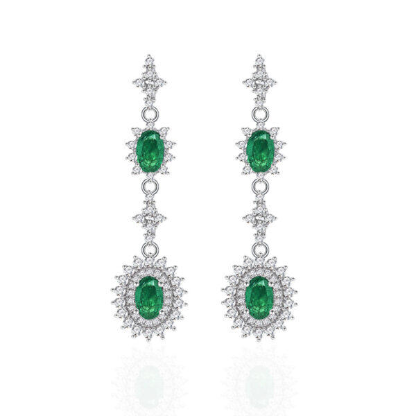 Emerald Gemstone Earrings Women S925 Sterling Silver - Image 3