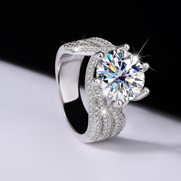925 sterling silver genuine moissanite diamond ring 5 carats three life love marriage proposal birthday gift ring - Image 4