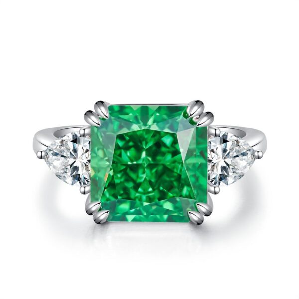 S925 sterling silver ring for women 5 carat square ice cut high carbon diamond - Image 7
