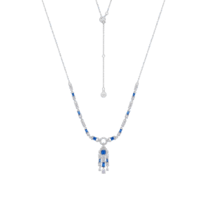 Ice Flower Cut High Carbon Diamond S925 Silver Fully Inlaid with Brilliant Colored Gemstones Long Necklace
