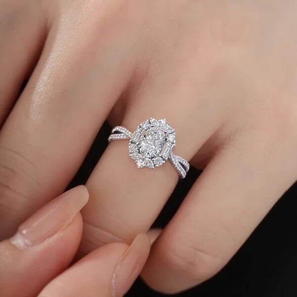 s925 sterling silver moissanite oval pigeon egg carat diamond ring - Image 3