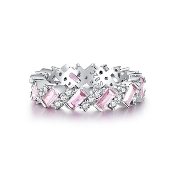 S925 silver emerald cut full diamond ring fashion internet celebrity dazzling sparkling ring - Image 6
