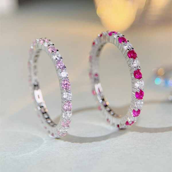 High carbon diamond s925 sterling silver ring for women - Image 3