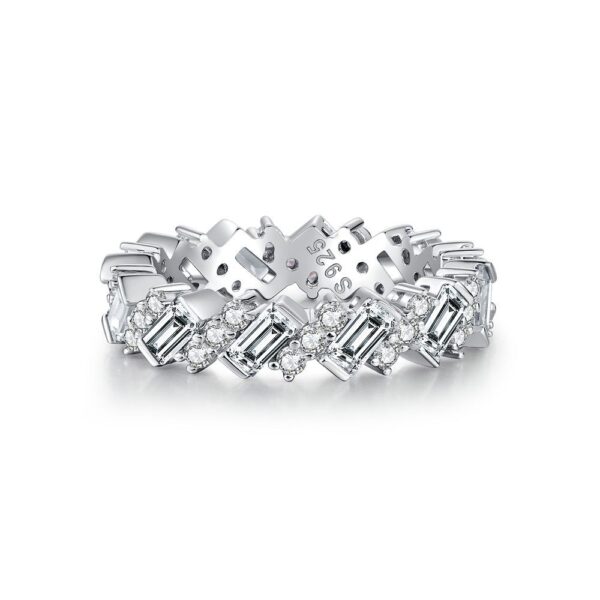 S925 silver emerald cut full diamond ring fashion internet celebrity dazzling sparkling ring - Image 7