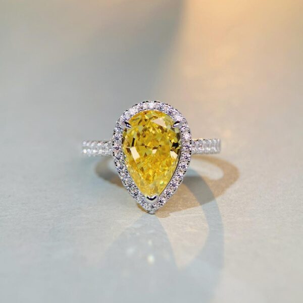 S925 sterling silver pear-shaped ring lavender purple high carbon diamond gemstone diamond ring - Image 7