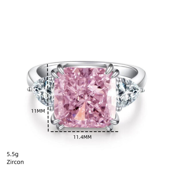 S925 sterling silver ring for women 5 carat square ice cut high carbon diamond - Image 3