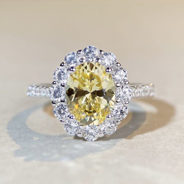 S925 sterling silver sapphire ring for women, pigeon egg shape, luxurious full inlay - Image 6