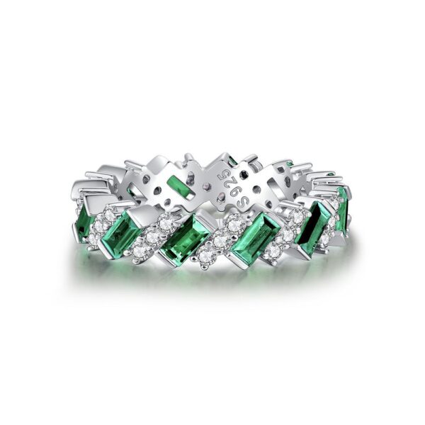 S925 silver emerald cut full diamond ring fashion internet celebrity dazzling sparkling ring - Image 8