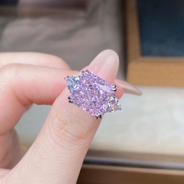 S925 sterling silver ring for women 5 carat square ice cut high carbon diamond - Image 8