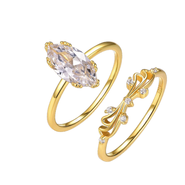 S925 silver plated 18K gold horse eye shaped moissanite exquisite ring main stone 12*6mm/2.0CT