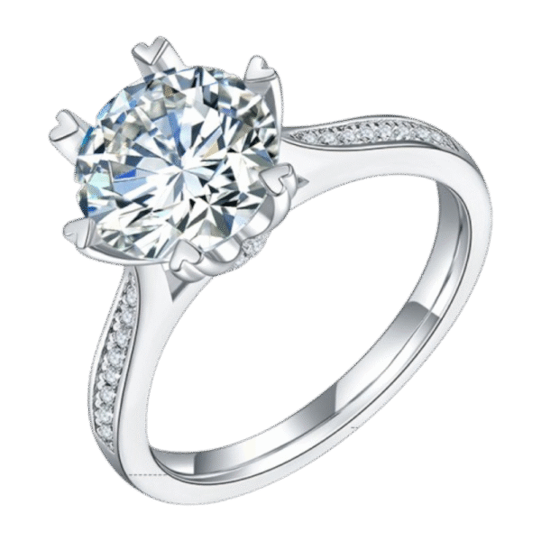 Lucky Turn S925 Silver Plated White Gold Moissanite Women's Ring 3.0 Carat D Grade