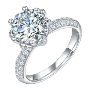 Straight arm inlaid flower god S925 silver plated white gold moissanite diamond female ring 3.0 carat D grade