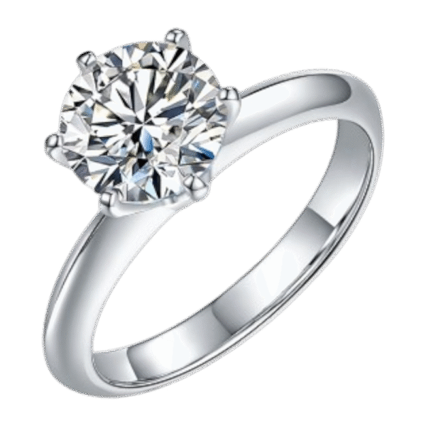 Bare Arm T House Six-claw S925 Silver Plated Platinum Moissanite Women's Ring 2.0 Carat D Grade