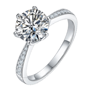 Micro-inlaid S925 silver plated with white gold moissanite female ring 2.0 carats D grade