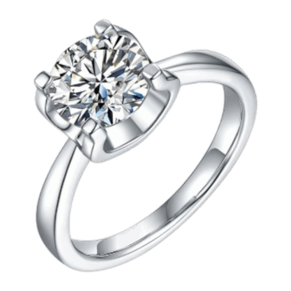Classic Bullhead S925 Silver Platinum-plated Moissanite Women's Ring 2.0 Carats D Grade