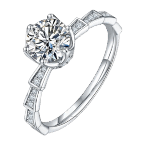 Straight arm luxury inlaid Medusa mechanical snake S925 silver plated white gold moissanite female ring 1 carat D grade