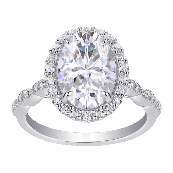 S925 silver plated 18K white gold female ring Dandelion Moissanite 4.5CT