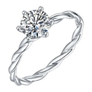Straight arm vine S925 silver plated white gold moissanite female ring 1 carat D grade