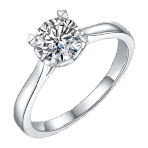 Straight arm love cup four claw S925 silver plated white gold moissanite female ring 1 carat D grade